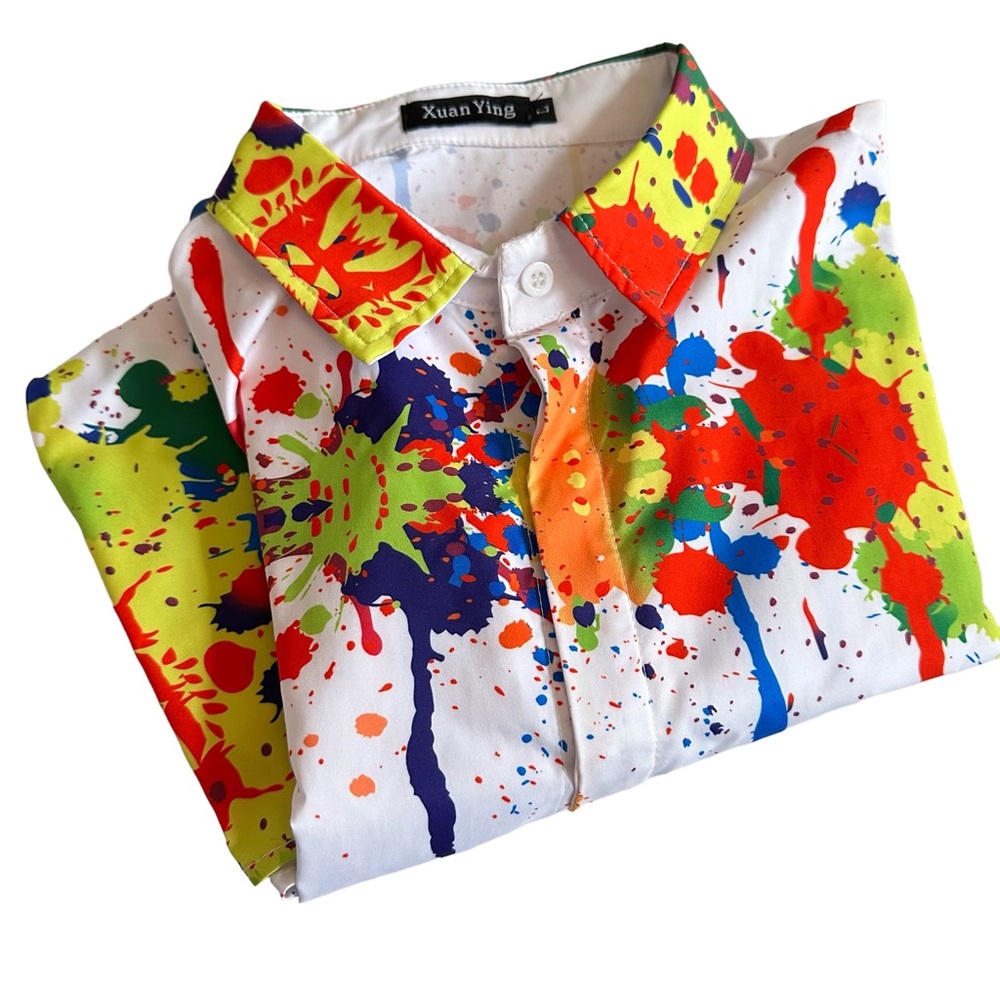 Xuang Ying Painted Design Dress Shirt L